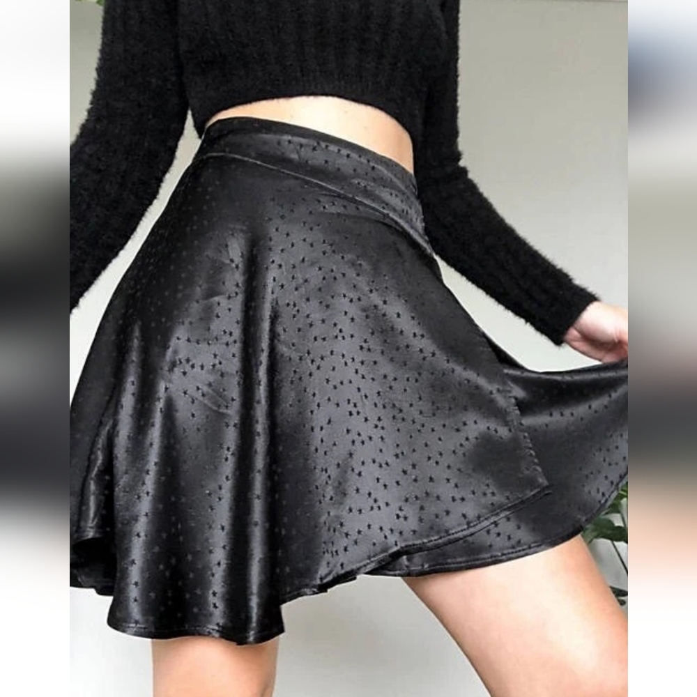 NWT Free People Starstruck Satin Celestial Star Asymmetrical Skirt